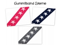 Gummiband Sterne - 20mm grau / pink / blau